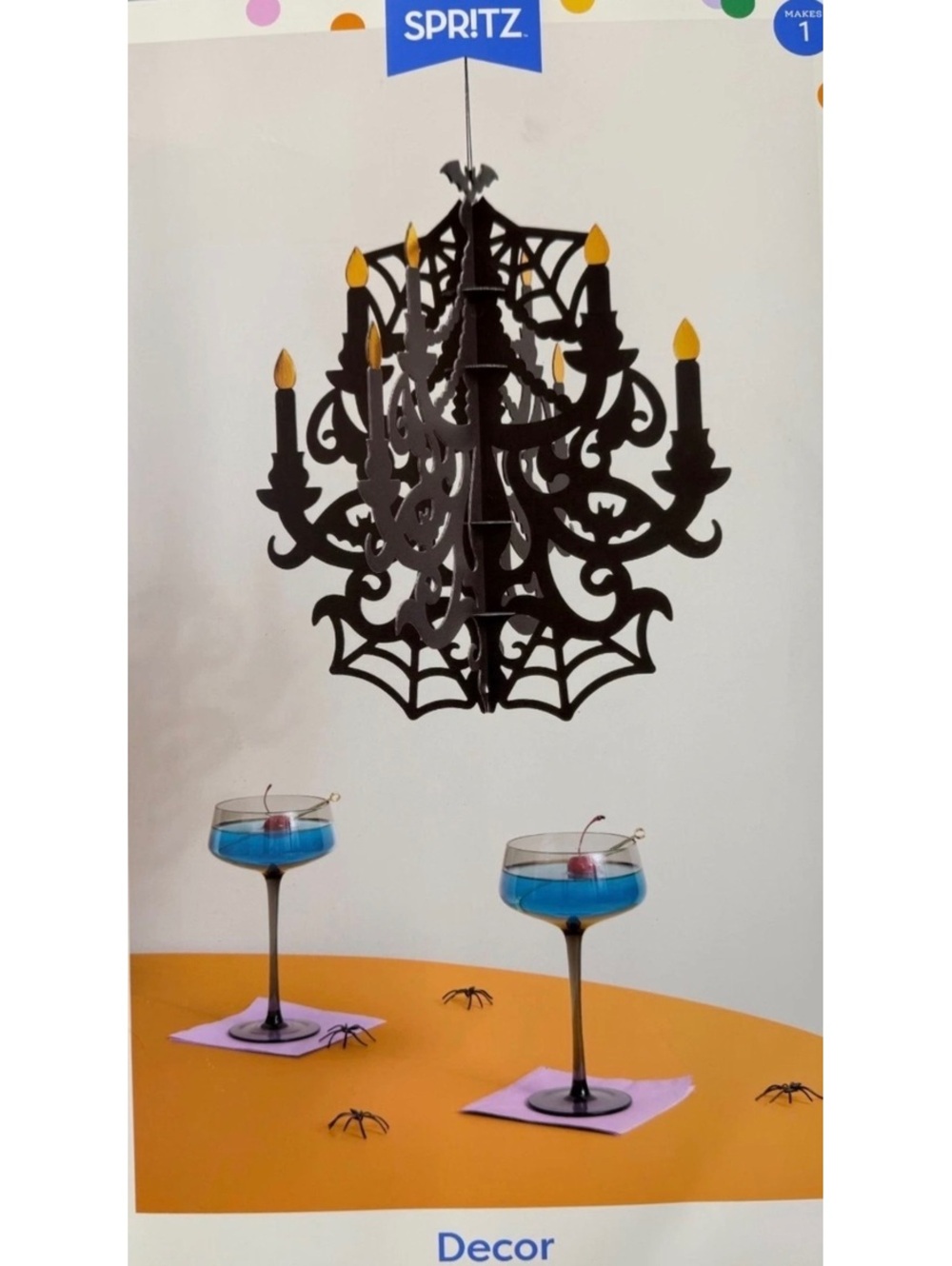 Spritz Decor Halloween Cardboard Chandelier Decoration Black 15" X 16" Black